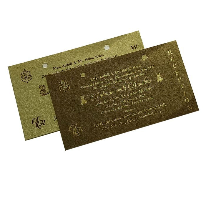 Gold Brown Laser Cut Wedding Invitation