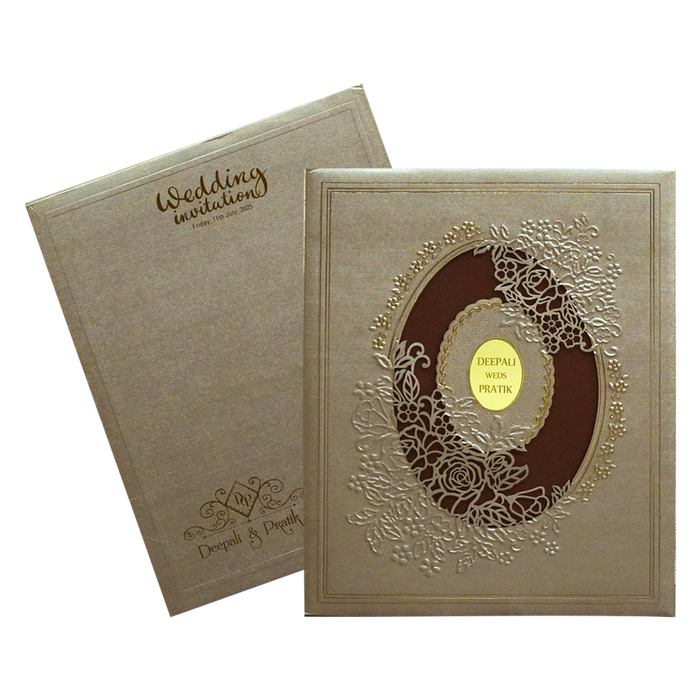 Brown Padded Wedding Card