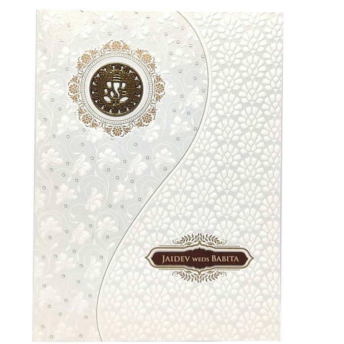White Floral Embossed Invitation