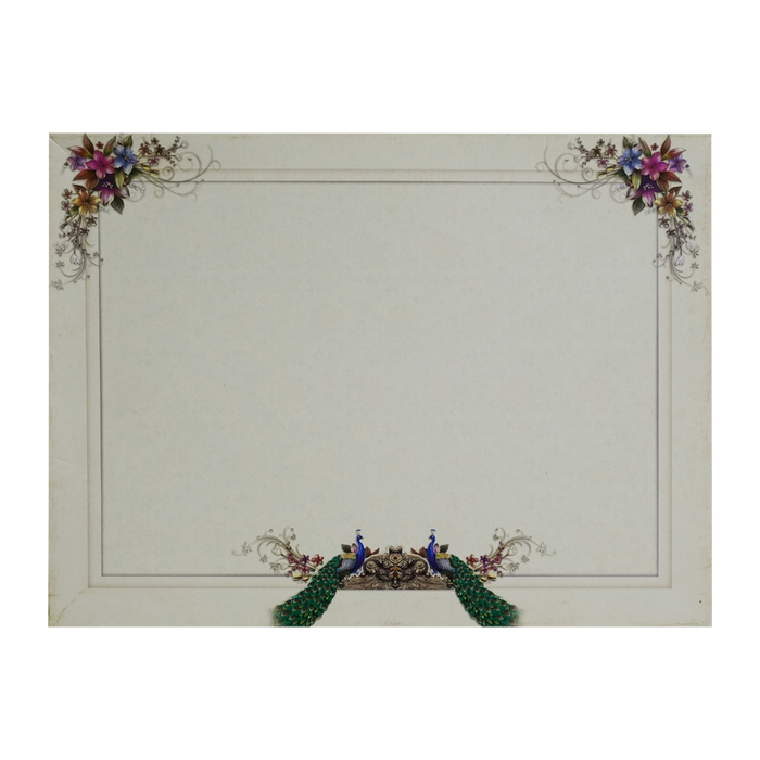 Cream Peacock Floral Invitation Card