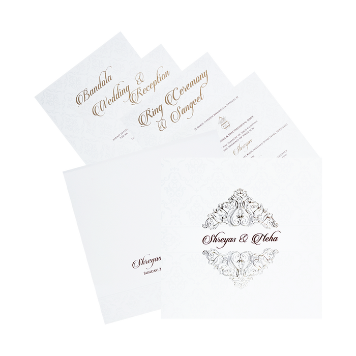 White Classic Design Marriage Invitation Card