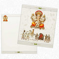 White Classic Ganesha Wedding Card With Doli Baraat-KNK1292