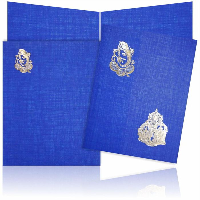 Alluring Blue Shading With Ganesha Theme Wedding Card