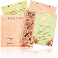 Pink laser cut Floral Stiff Board Wedding Card-KNKA8050