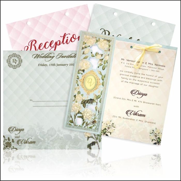 Green laser cut Floral Stiff Board Wedding Invitation Card-KNKA8051