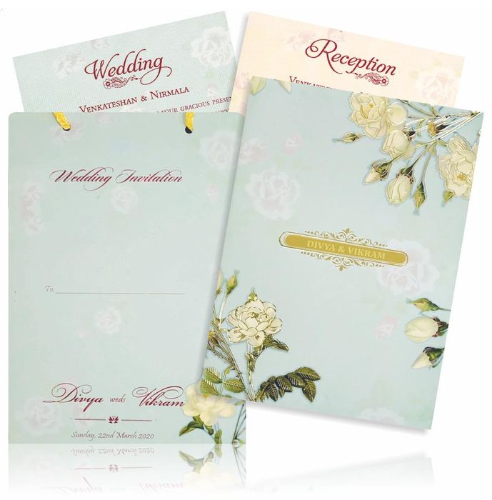 Blue Floral Invitation Card