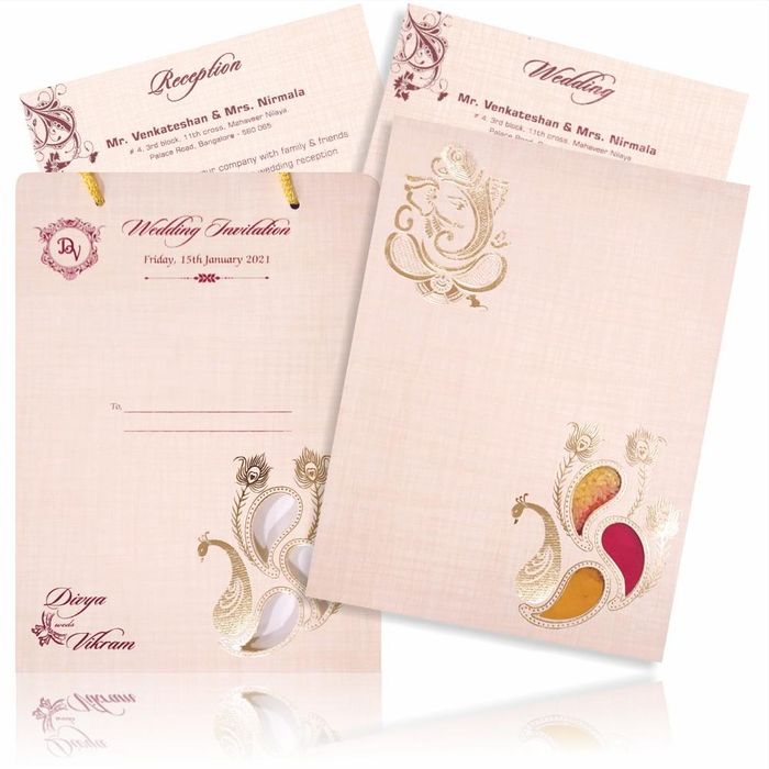 Sandal Premium Padded Invite With Arishina Kuku Design-KNPS9516S