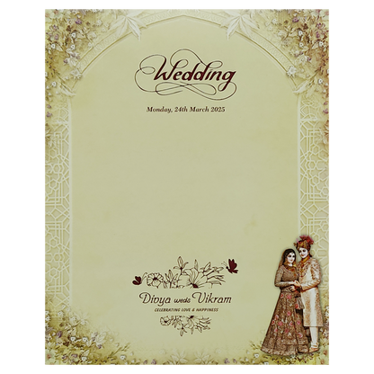 Cream Royal Bride Groom Padded Invitation Card