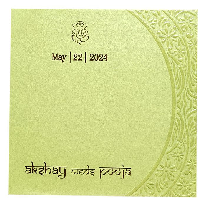 Pista Green Laser Cut Box Wedding Card