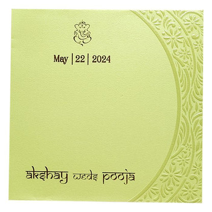 Pista Green Laser Cut Box Wedding Card