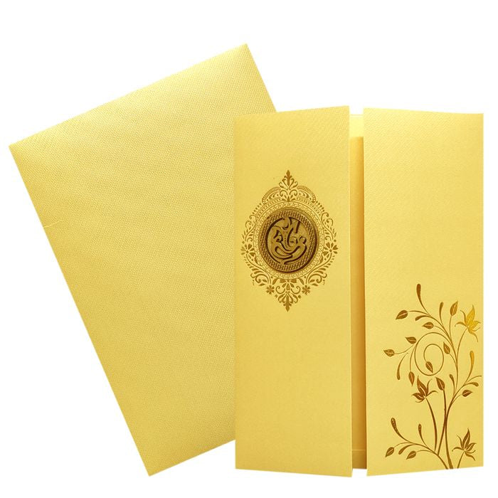 Gold Ganesha Door Invitation Card