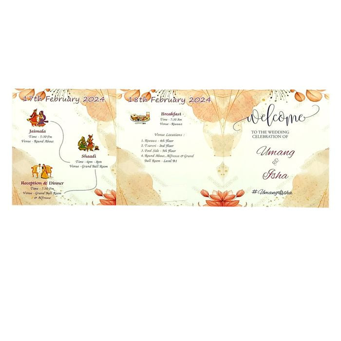 Peach Floral Fold Invitation Card