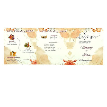 Peach Floral Fold Invitation Card