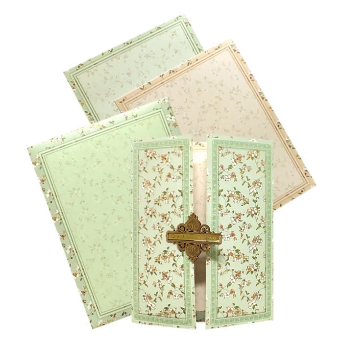 Pista Green Floral Box Invitation Card