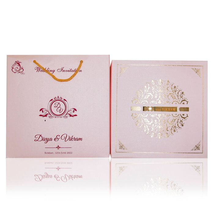 Pink gold foiling sweet box card