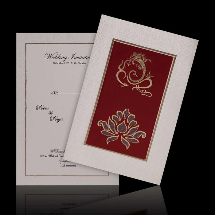 Fabulous Maroon Shading With Bloom Subject Wedding Card - KNK2258