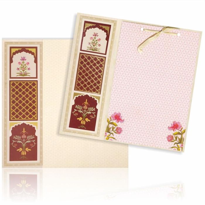 Light Green Floral Laser Cut With Offset Print Invitation Card