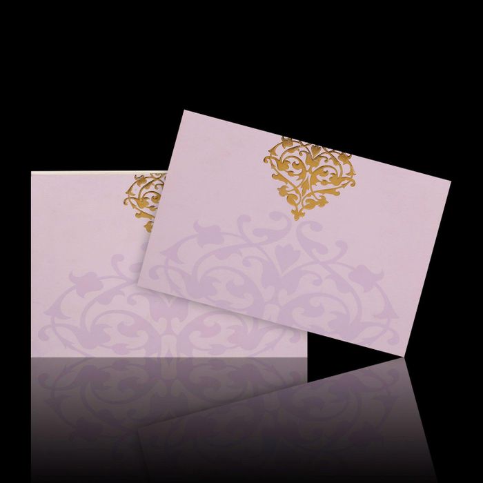 Alluring Gold Foiling Blossom Theme With Violet Shading Wedding Card - KNKZ2360