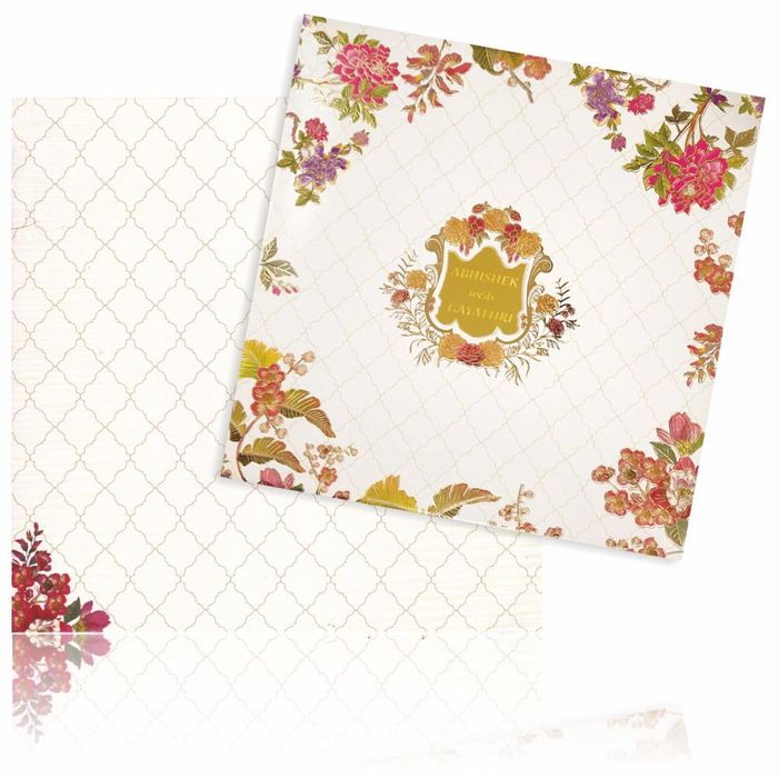 Multicolour Premium Padded Floral Invitation In Offset Print-KNPO5509W