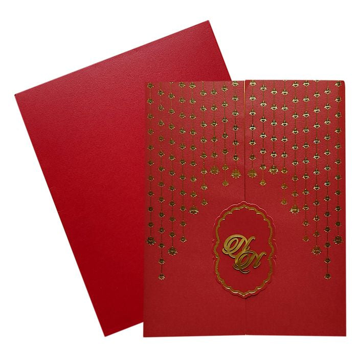 Red Lotus Foil Door Nameplate Invitation Card