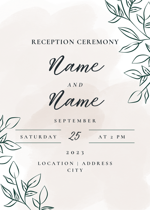 Sky Blue Elegant Wedding Reception Invitation