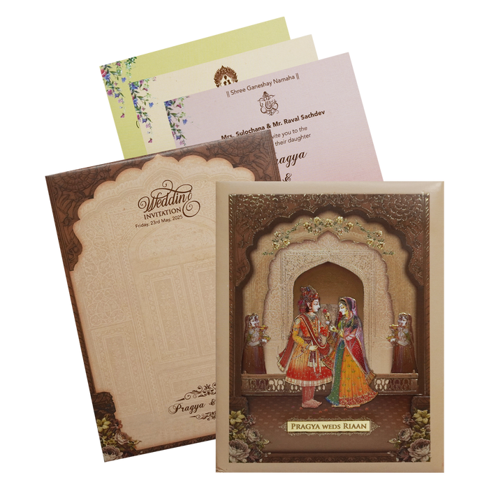 Sandalwood Bride Groom Invitation Card