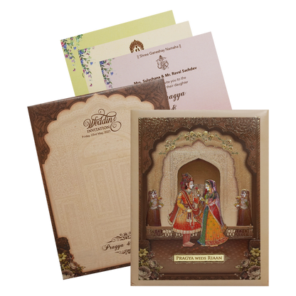 Sandalwood Bride Groom Invitation Card