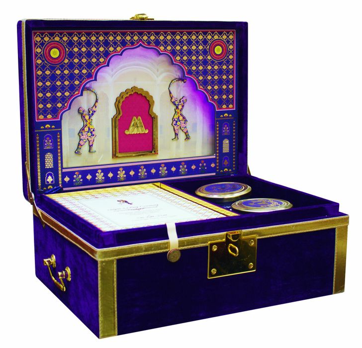Violet Ultra Premium Velvet Invitation Box With Scodix Print-KNKUP010