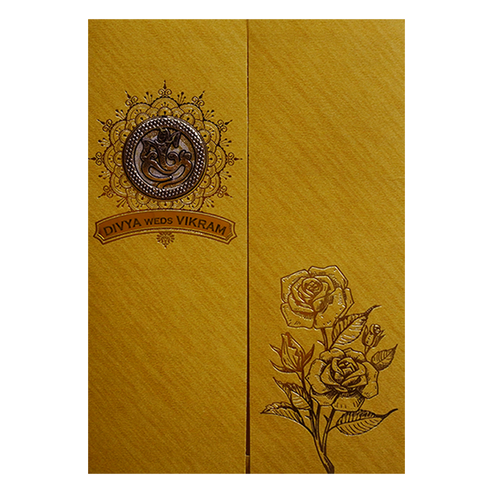 Metallic Gold Ganesha Wedding Card