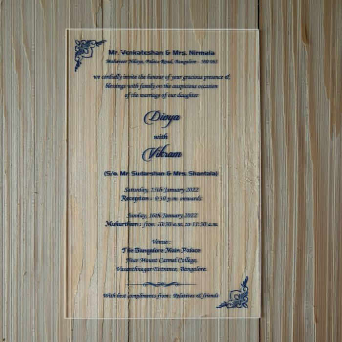 White Acrylic Material Wedding Invitation Card