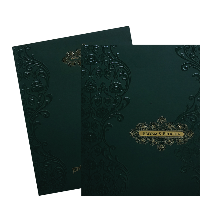 Dark Green Floral Marriage Card