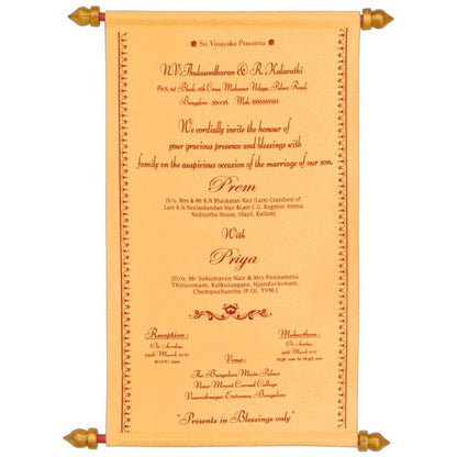 Gold Premium Scroll Invitation In Big Size With Box-KNK1113