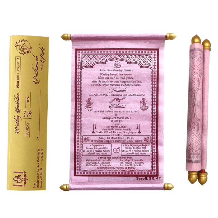 Pastel Pink Scroll Card
