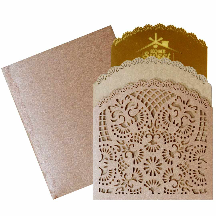 Peach Laser Cut Acrylic Wedding Invitation Card