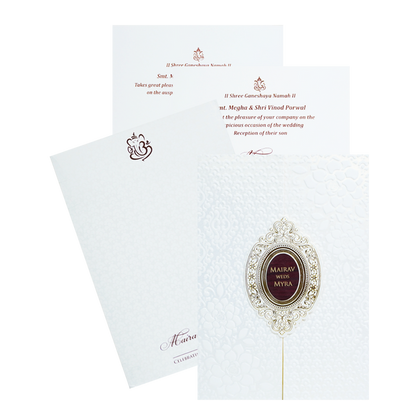 White Door Embossed Wedding Invitation Card