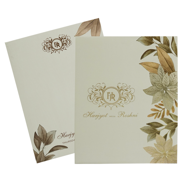 Cream Floral Padded Invitation Card