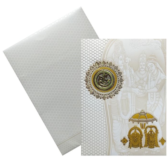 White Embossed Invitation Card