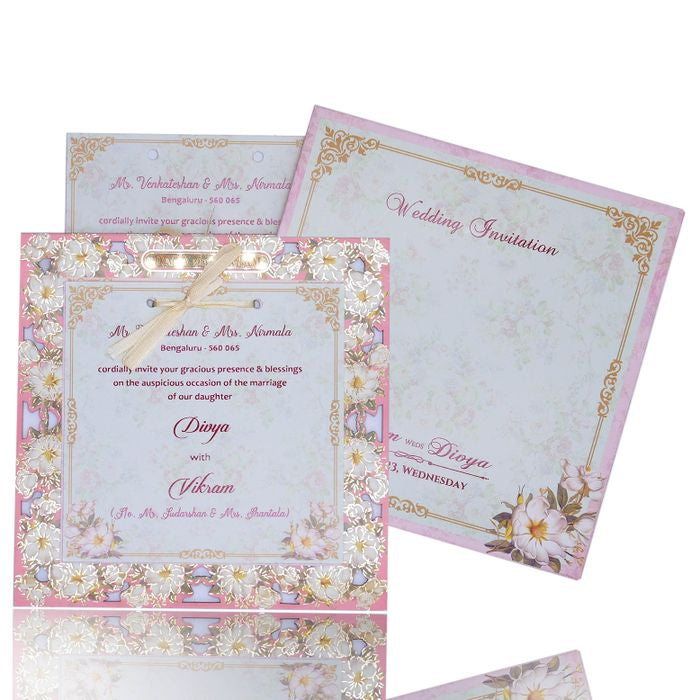 Pink apple laser cut design invitation