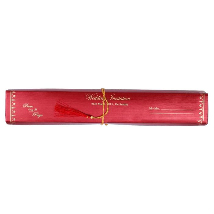 Gold Premium Scroll Invitation In Big Size With Box-KNK1113