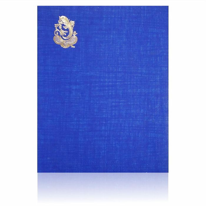 Alluring Blue Shading With Ganesha Theme Wedding Card