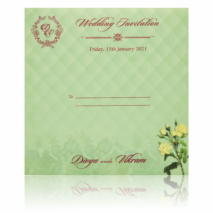 Green Premium Floral Panache Designer Card In Laser Cut-KNP7004G