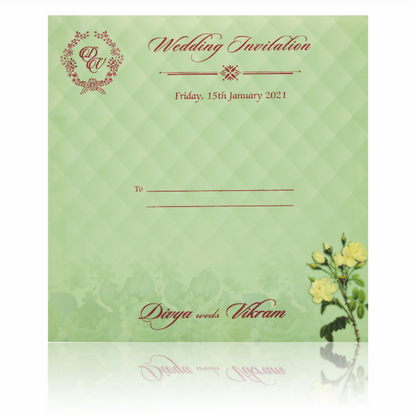 Green Premium Floral Panache Designer Card In Laser Cut-KNP7004G