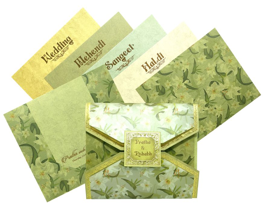 Olive Green Tracing Wedding Card