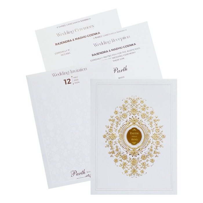 White Fancy Floral Invitation