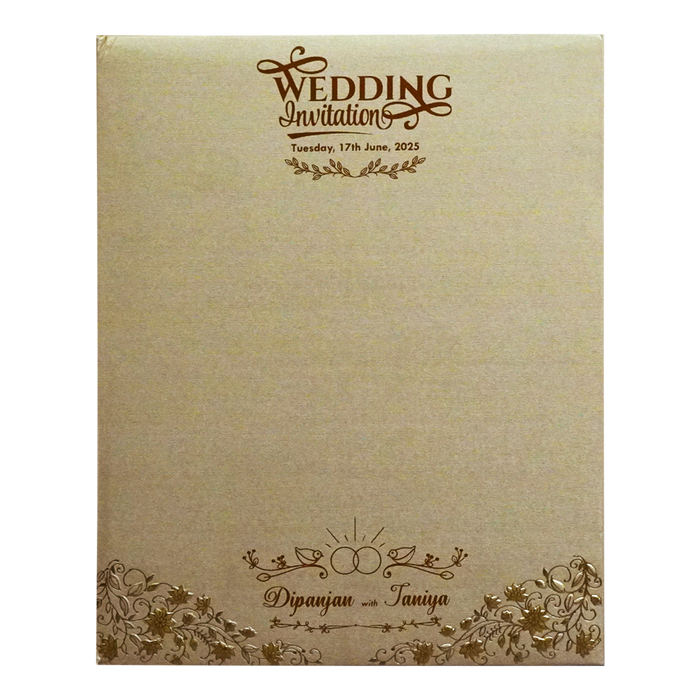 Metallic Brown Laser cut Padded Wedding Card