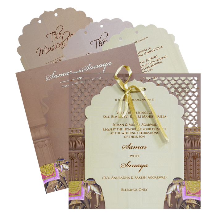 Brown MDF Wedding Invitation Card