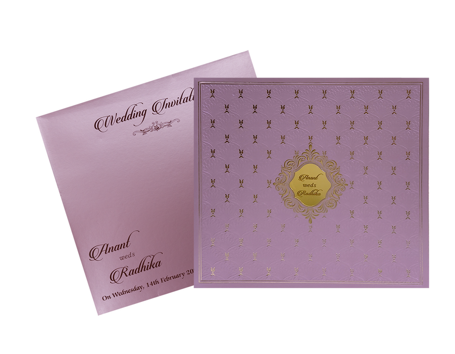 Lavender Embossed Pattern Wedding Invitation