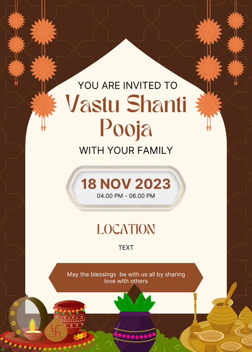Brown Pooja Vaastu Shanti Invitation