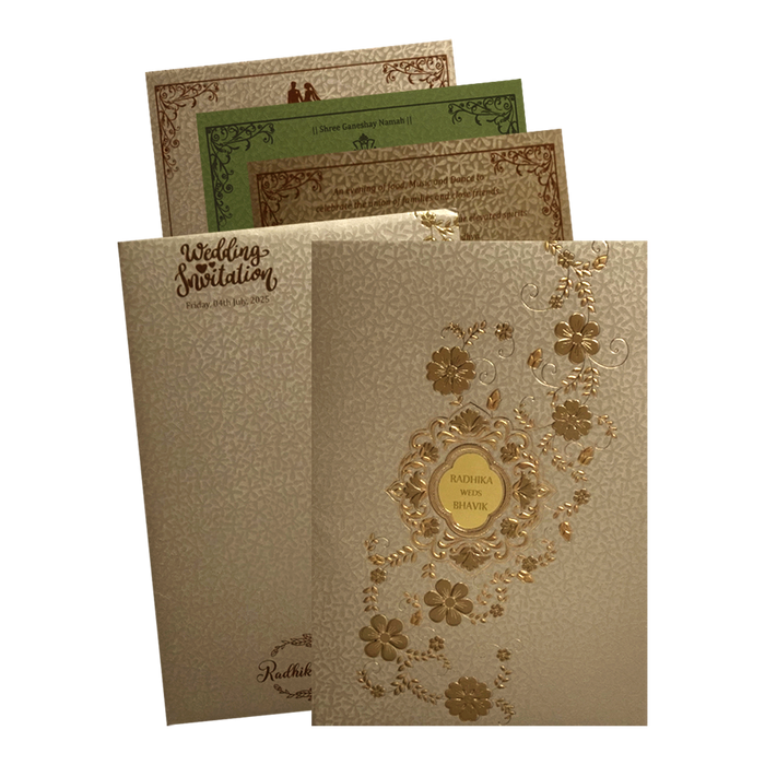 Light Brown Padded Wedding Invitation