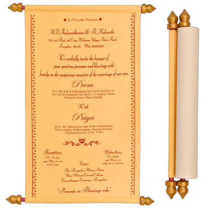 Gold Premium Scroll Invitation In Big Size With Box-KNK1113